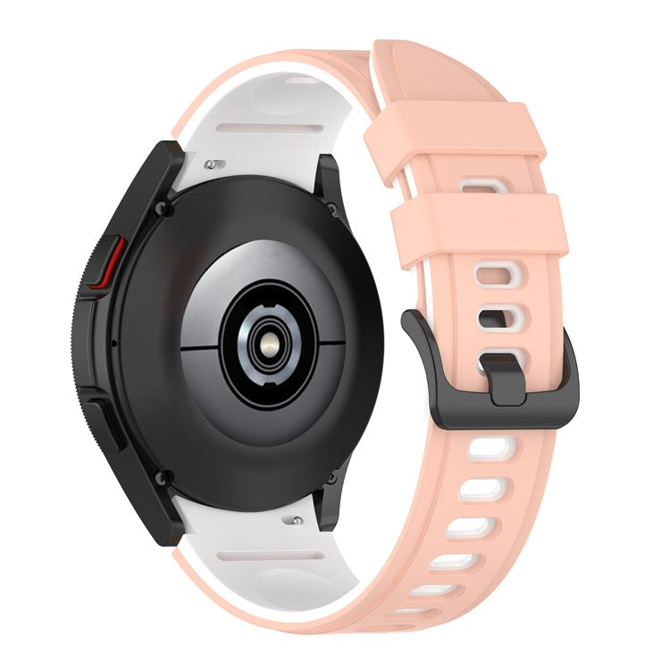 For Samsung Galaxy Watch6 40mm 44mm / Watch6 Classic 43mm 47mm / Watch 5 40mm 44mm / 5 Pro 45mm / Watch4 40mm 44mm Silicone Watch Band Dual Color Replacement Strap - Pink / White