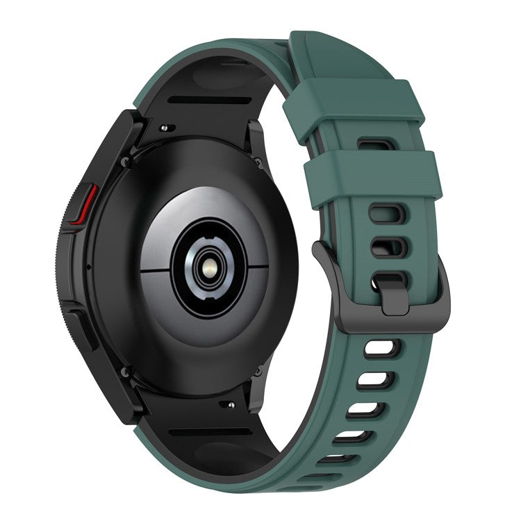For Samsung Galaxy Watch6 40mm 44mm / Watch6 Classic 43mm 47mm / Watch 5 40mm 44mm / 5 Pro 45mm / Watch4 40mm 44mm Silicone Watch Band Dual Color Replacement Strap - Olive Green / Black