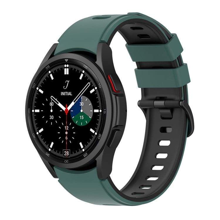 For Samsung Galaxy Watch6 40mm 44mm / Watch6 Classic 43mm 47mm / Watch 5 40mm 44mm / 5 Pro 45mm / Watch4 40mm 44mm Silicone Watch Band Dual Color Replacement Strap - Olive Green / Black