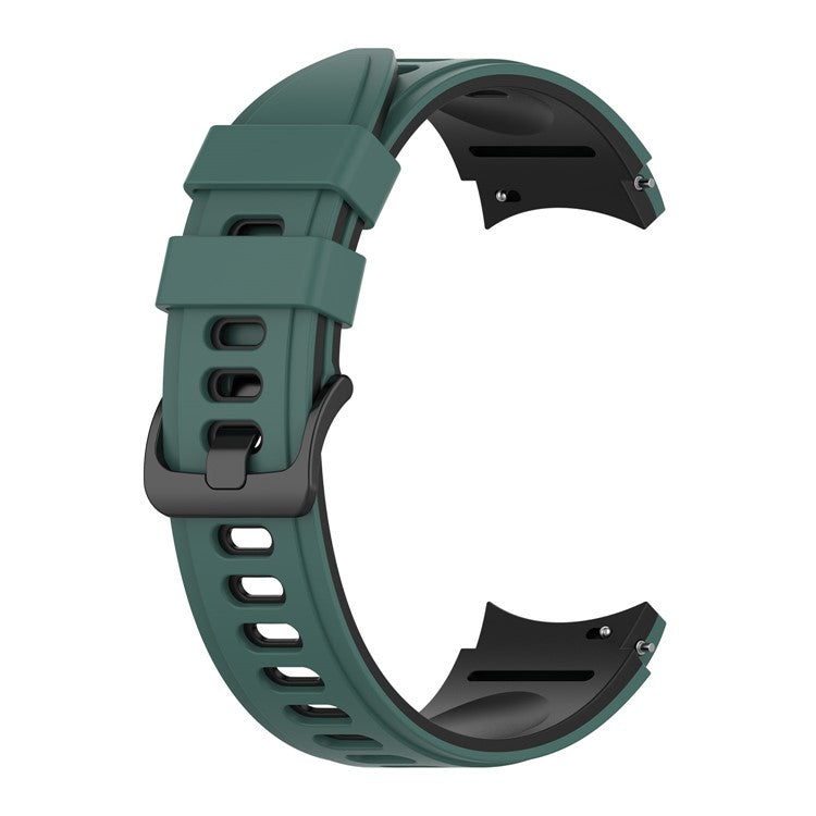 For Samsung Galaxy Watch6 40mm 44mm / Watch6 Classic 43mm 47mm / Watch 5 40mm 44mm / 5 Pro 45mm / Watch4 40mm 44mm Silicone Watch Band Dual Color Replacement Strap - Olive Green / Black