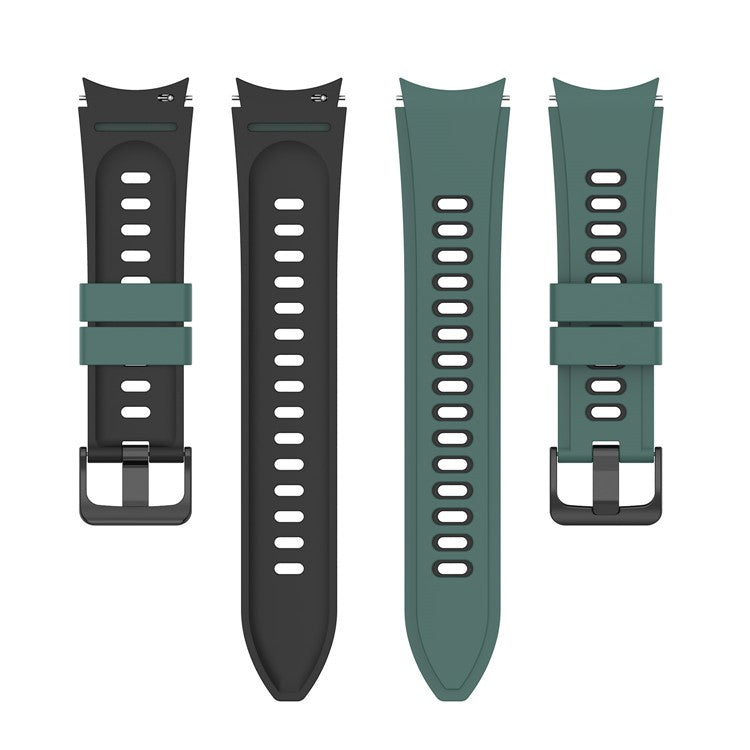 For Samsung Galaxy Watch6 40mm 44mm / Watch6 Classic 43mm 47mm / Watch 5 40mm 44mm / 5 Pro 45mm / Watch4 40mm 44mm Silicone Watch Band Dual Color Replacement Strap - Olive Green / Black