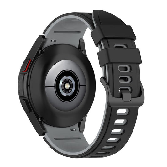 For Samsung Galaxy Watch6 40mm 44mm / Watch6 Classic 43mm 47mm / Watch 5 40mm 44mm / 5 Pro 45mm / Watch4 40mm 44mm Silicone Watch Band Dual Color Replacement Strap - Black / Gray