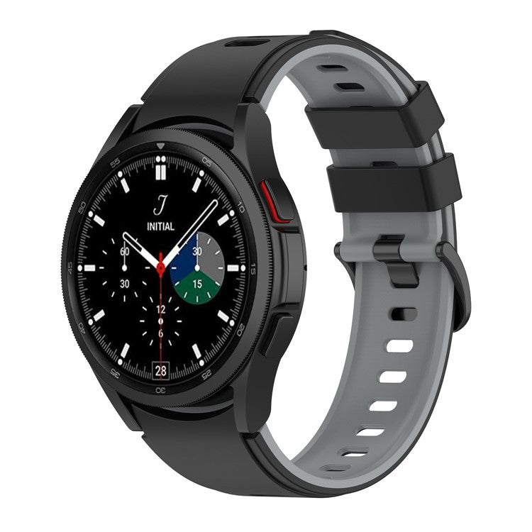 For Samsung Galaxy Watch6 40mm 44mm / Watch6 Classic 43mm 47mm / Watch 5 40mm 44mm / 5 Pro 45mm / Watch4 40mm 44mm Silicone Watch Band Dual Color Replacement Strap - Black / Gray