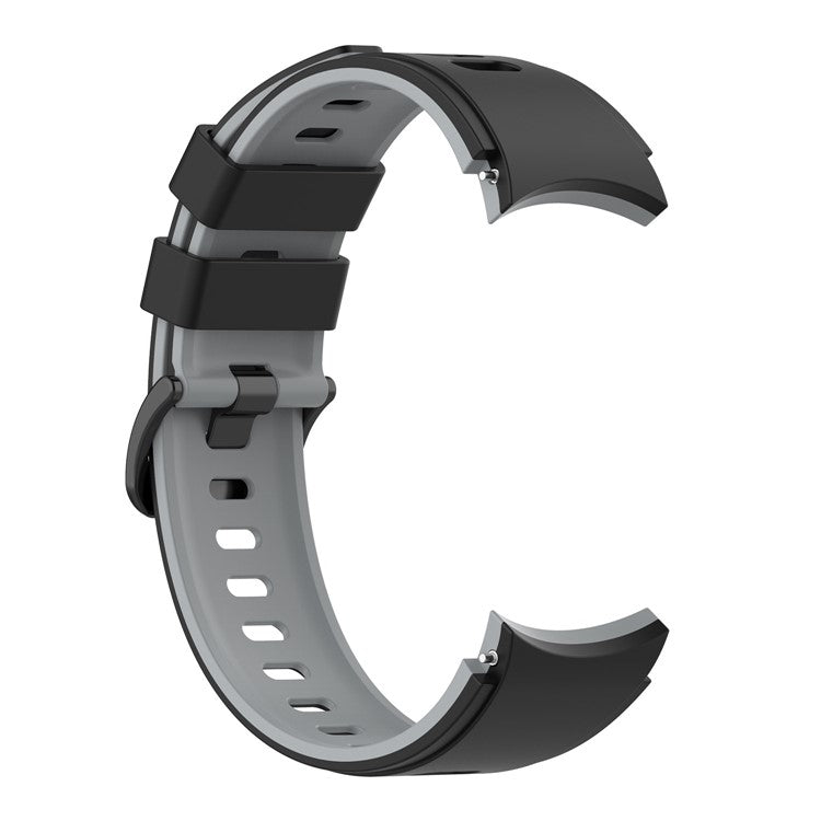 For Samsung Galaxy Watch6 40mm 44mm / Watch6 Classic 43mm 47mm / Watch 5 40mm 44mm / 5 Pro 45mm / Watch4 40mm 44mm Silicone Watch Band Dual Color Replacement Strap - Black / Gray