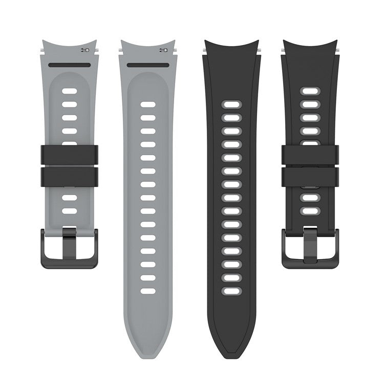 For Samsung Galaxy Watch6 40mm 44mm / Watch6 Classic 43mm 47mm / Watch 5 40mm 44mm / 5 Pro 45mm / Watch4 40mm 44mm Silicone Watch Band Dual Color Replacement Strap - Black / Gray