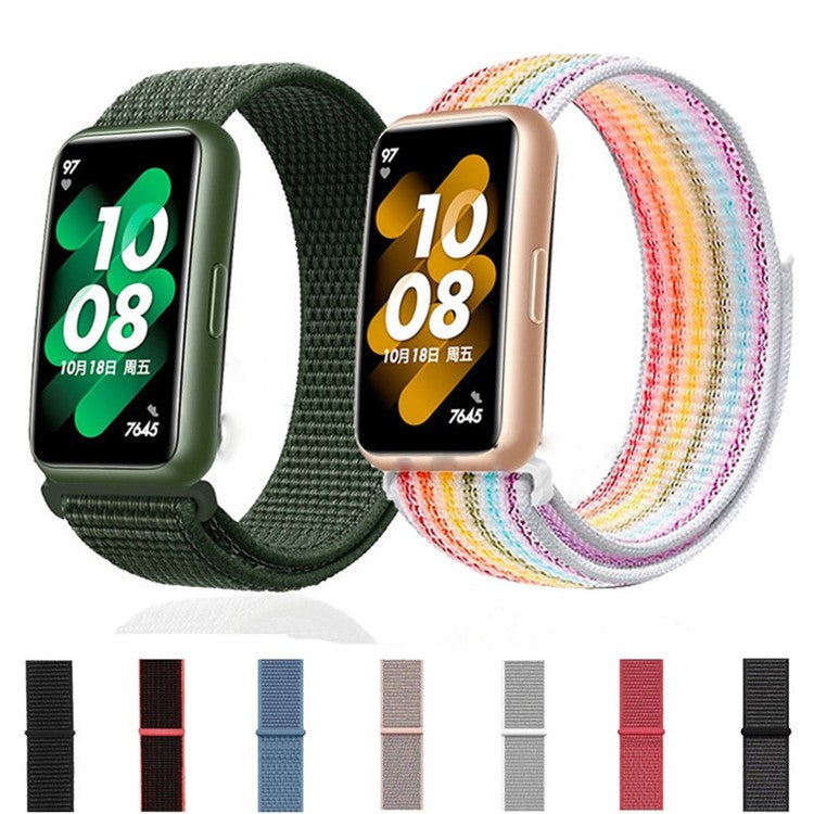 For Huawei Band 7 Nylon Watch Strap Adjustable Loop Fastener Replacement Sport Wrist Band - Multi-Color