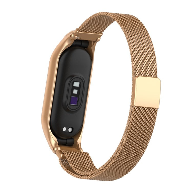 For Xiaomi Mi Band 7 Milanese Mesh Smart Watch Band Replacement Metal Magnetic Wrist Strap - Bronze Gold