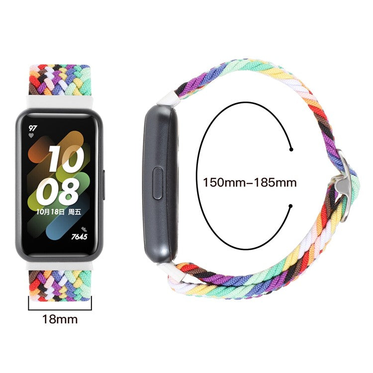 For Huawei Band 7 Braided Watch Band Replacement Wrist Strap with Adjustable Buckle - Black