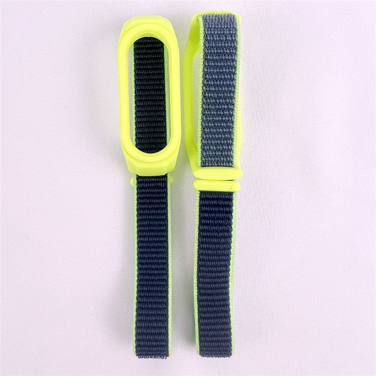 For Xiaomi Mi Band 3 / Band 4 / Band 5 / Band 6 / Band 7 Nylon Sport Band Adjustable Anti-lost Bracelet with Silicone Watch Case - Brown / Gray / Blue