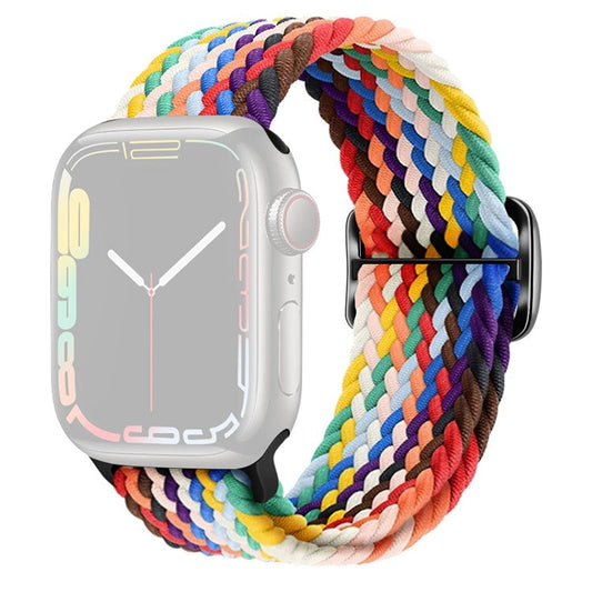 For Apple Watch Series 10 46mm / Ultra 2 Ultra 49mm /  Series 9 8 7 45mm / 6 5 4 SE (2023) SE (2022) SE 44mm / 3 2 1 42mm Stretchable Braided Watch Band Elastics Wristband - Official Multi-Color