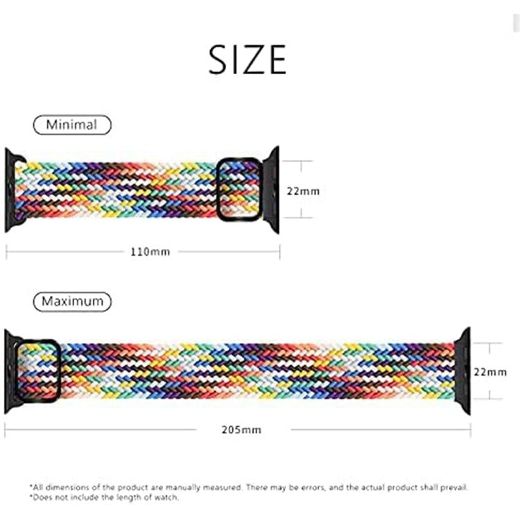 For Apple Watch Series 10 46mm / Ultra 2 Ultra 49mm /  Series 9 8 7 45mm / 6 5 4 SE (2023) SE (2022) SE 44mm / 3 2 1 42mm Stretchable Braided Watch Band Elastics Replacement Wristband - Strawberry Red