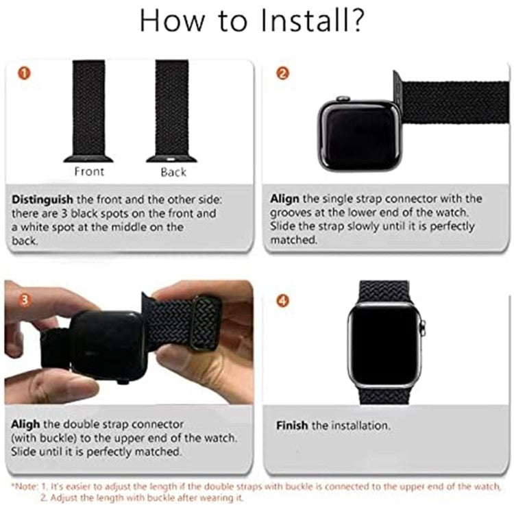 For Apple Watch Series 10 42mm / 9 8 7 41mm / 6 5 4 SE SE (2022) SE (2023) 40mm / 3 2 1 38mm Braided Stretchy Band Adjustable Elastic Soft Wristband Replacement - Z-Shape Blue / White