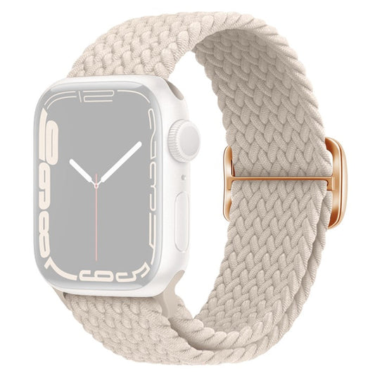 For Apple Watch Series 10 42mm / 9 8 7 41mm / 6 5 4 SE SE (2022) SE (2023) 40mm / 3 2 1 38mm Braided Stretchy Band Adjustable Elastic Soft Wristband Replacement - Starlight