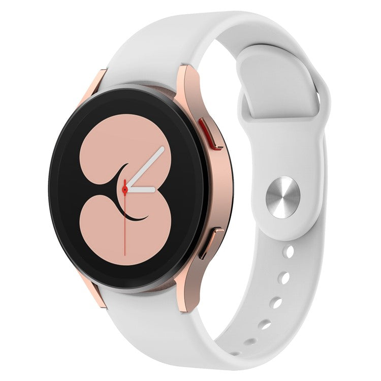 For Samsung Galaxy Watch 5 40mm / 44mm  /  5 Pro 45mm Quick Release Watch Band Silicone Watch Strap Replacement Watchband with Button - White