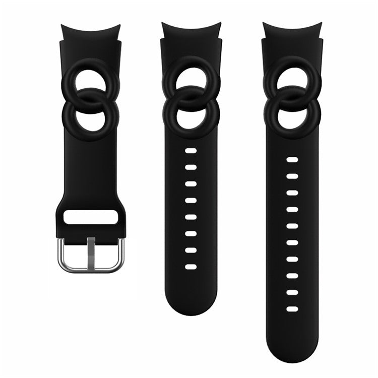 For Samsung Galaxy Watch 5 40mm / 44mm  /  5 Pro 45mm Quick Release Watch Strap Set Silicone Hollow Watch Band 20mm Replacement Watchband - Black