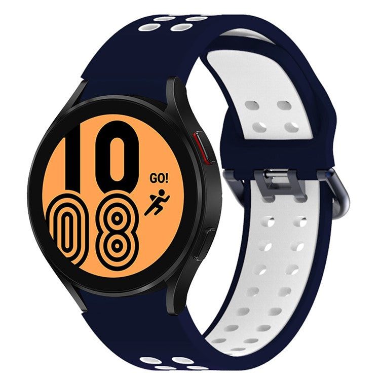 For Samsung Galaxy Watch 5 40mm / 44mm  /  5 Pro 45mm Dual-Color Watch Band Replacement Watch Strap 20mm Silicone Watchband with Dual-Hole Buckle - Blue  /  White