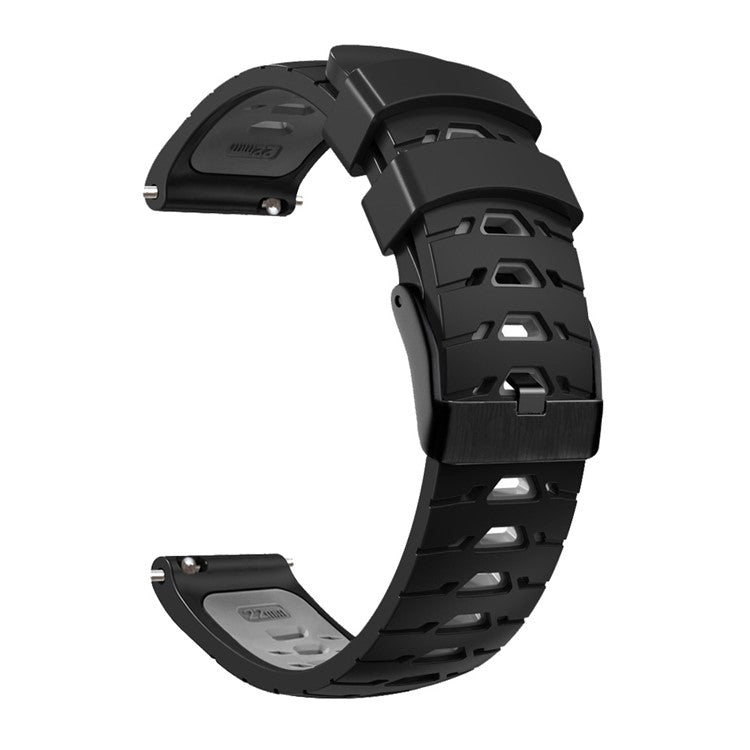 For Samsung Galaxy Watch 5 40mm  /  44mm  /  5 Pro 45mm Silicone Watch Band Replacement Watch Strap with Trapezoid Holes - Black Grey