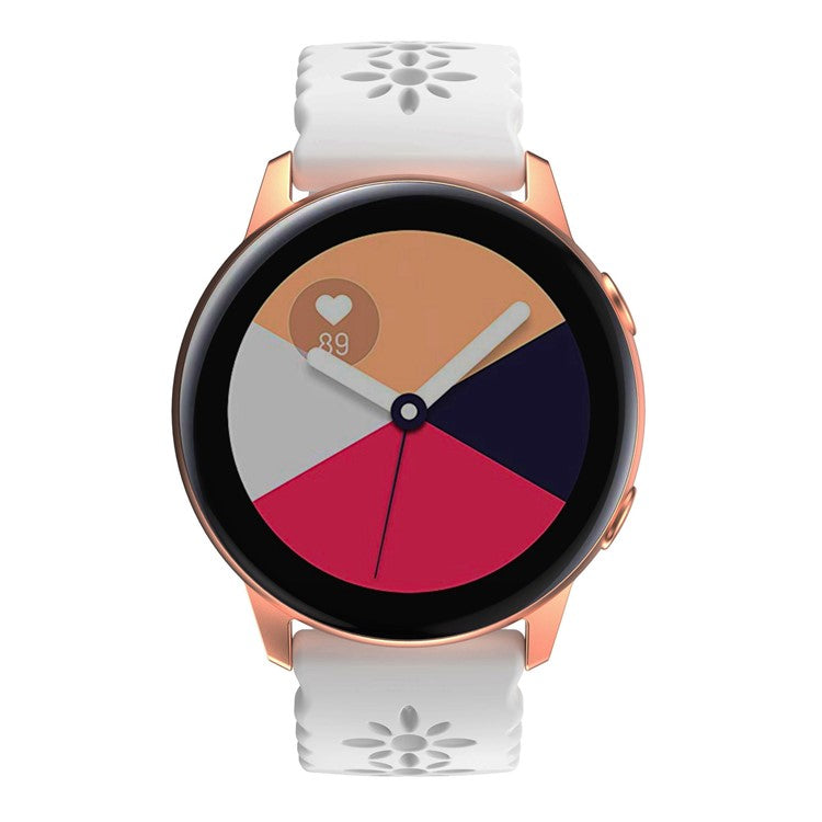 For Samsung Galaxy Watch 5 40mm / 44mm / Watch 5 Pro 45mm Silicone Watch Band Hollowed-out Plum Blossom Wrist Strap Replacement - White