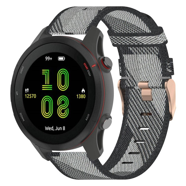 For Samsung Galaxy Watch 5 40mm / 44mm / Watch 5 Pro 45mm Nylon Watch Band Pink Buckle Adjustable Wrist Strap - Grey Stripe