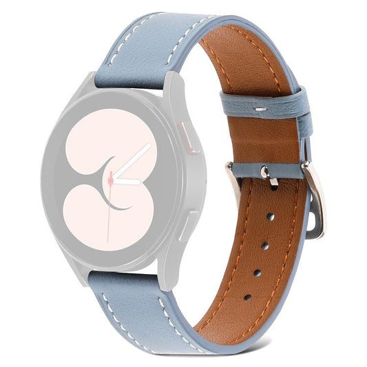 For Samsung Galaxy Watch 5 40mm / 44mm / Watch 5 Pro 45mm Textured Genuine Leather Smart Watch Band Adjustable Buckle Strap - Sky Blue