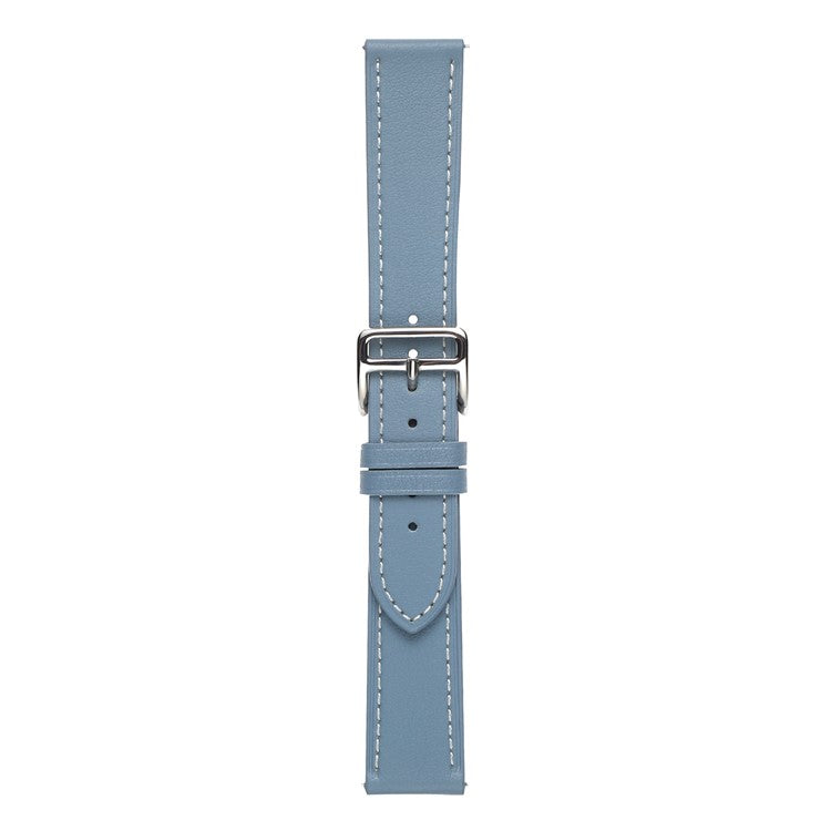 For Samsung Galaxy Watch 5 40mm / 44mm / Watch 5 Pro 45mm Textured Genuine Leather Smart Watch Band Adjustable Buckle Strap - Sky Blue