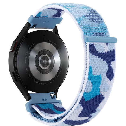 For Samsung Galaxy Watch3 45mm / Huawei Watch GT 3 Pro 46mm Watch Band 22mm Camouflage Nylon Adjustable Loop Wrist Strap - Blue