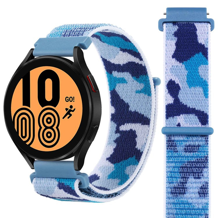 For Samsung Galaxy Watch3 45mm / Huawei Watch GT 3 Pro 46mm Watch Band 22mm Camouflage Nylon Adjustable Loop Wrist Strap - Blue
