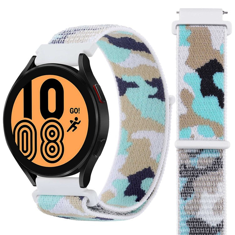 For Samsung Galaxy Watch3 45mm / Huawei Watch GT 3 Pro 46mm Watch Band 22mm Camouflage Nylon Adjustable Loop Wrist Strap - Cyan