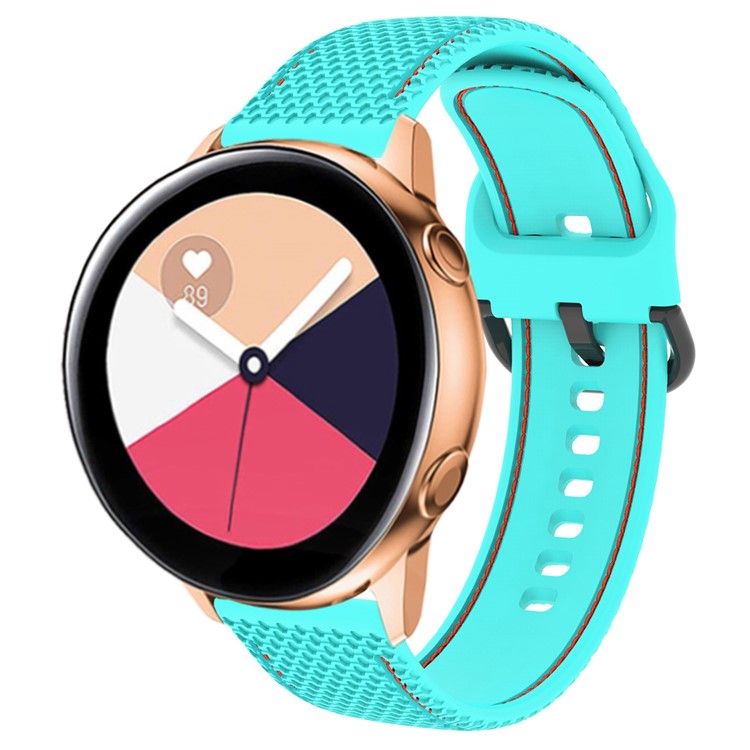 For Samsung Galaxy Watch 5 40mm / Watch 5 44mm / Watch 5 Pro 45mm Stitching Line Dual Color Silicone Watch Band Replacement Wrist Strap - Teal