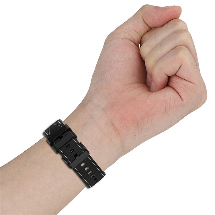 For Samsung Galaxy Watch6 40mm 44mm / Watch6 Classic 43mm 47mm / Watch 5 40mm 44mm / 5 Pro 45mm / Watch4 40mm 44mm Silicone Watch Band Stitching Line Black Buckle Wrist Strap Replacement, Size S - Purple / Green