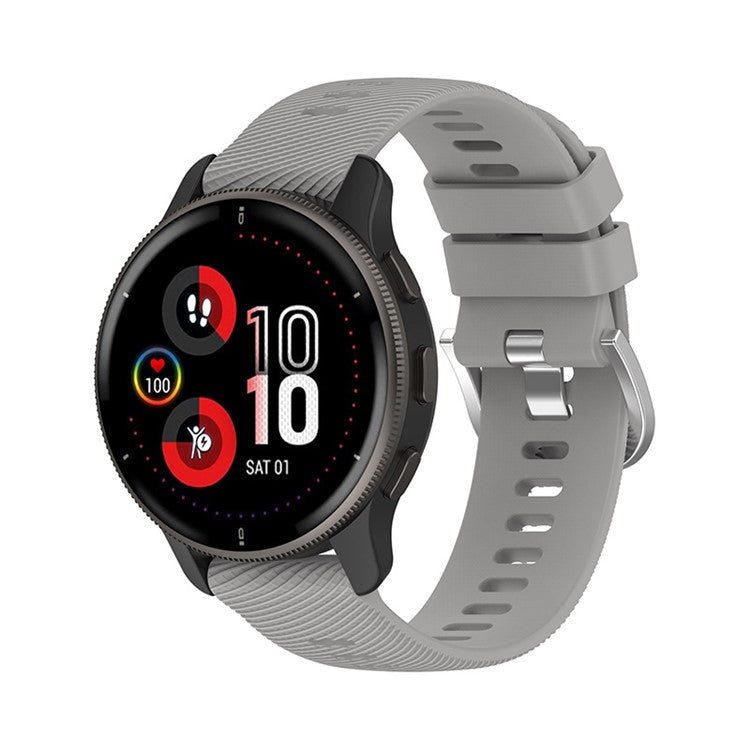 For Garmin Forerunner 255 / Vivoactive 4 Cross Stripe Design 22mm Universal Watch Strap Silicone Replacement Wrist Band - Light Grey