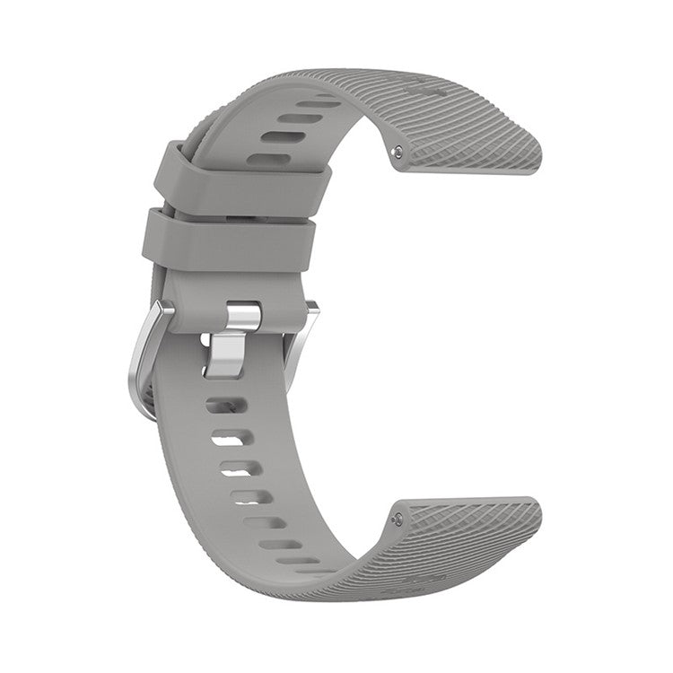 For Garmin Forerunner 255 / Vivoactive 4 Cross Stripe Design 22mm Universal Watch Strap Silicone Replacement Wrist Band - Light Grey