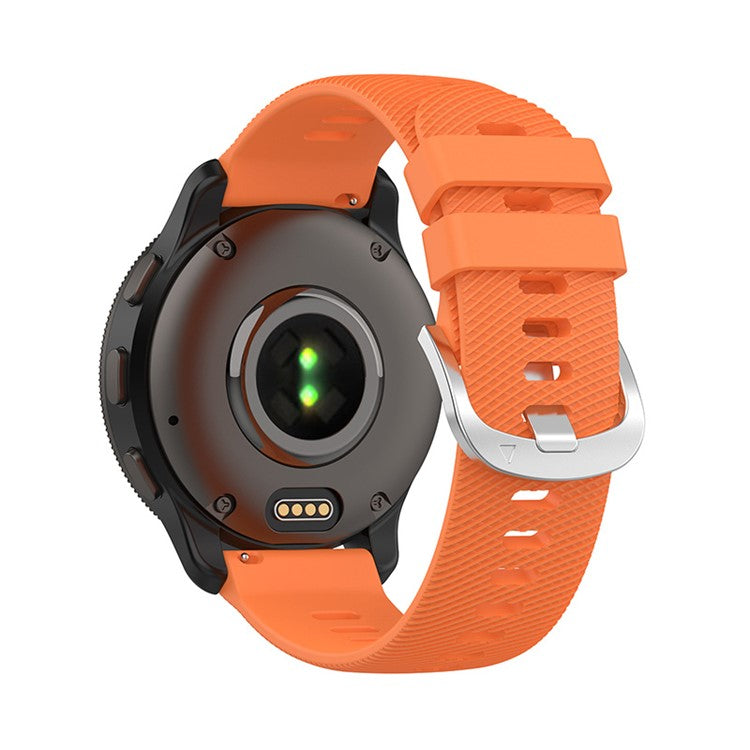 For Garmin Forerunner 255 / Vivoactive 4 Cross Stripe Design 22mm Universal Watch Strap Silicone Replacement Wrist Band - Orange