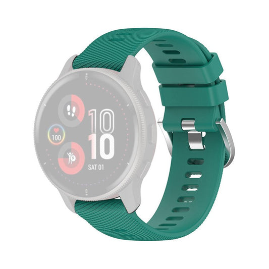 For Garmin Venu 2 Plus / Samsung Galaxy Watch 5 Pro 45mm Cross Stripe Silicone Watch Band 20mm Universal Replacement Wrist Strap - Green