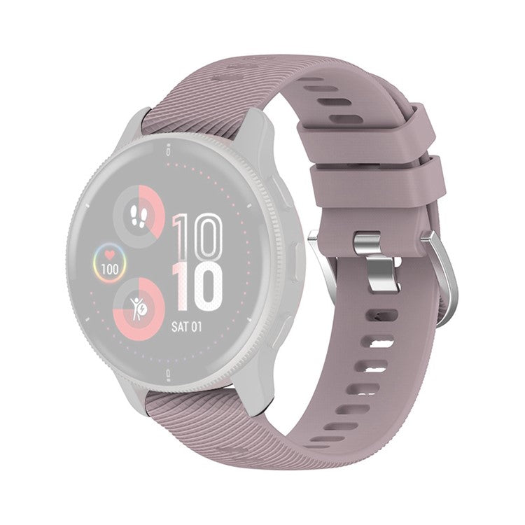 For Garmin Venu 2 Plus / Samsung Galaxy Watch 5 Pro 45mm Cross Stripe Silicone Watch Band 20mm Universal Replacement Wrist Strap - Light Purple
