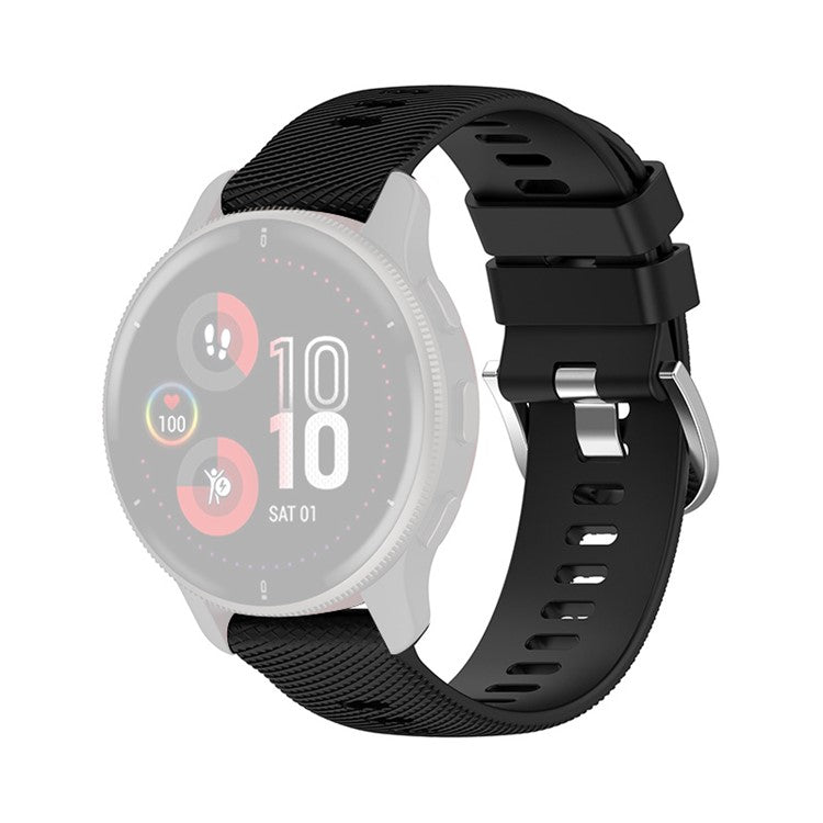 For Garmin Venu 2 Plus / Samsung Galaxy Watch 5 Pro 45mm Cross Stripe Silicone Watch Band 20mm Universal Replacement Wrist Strap - Black