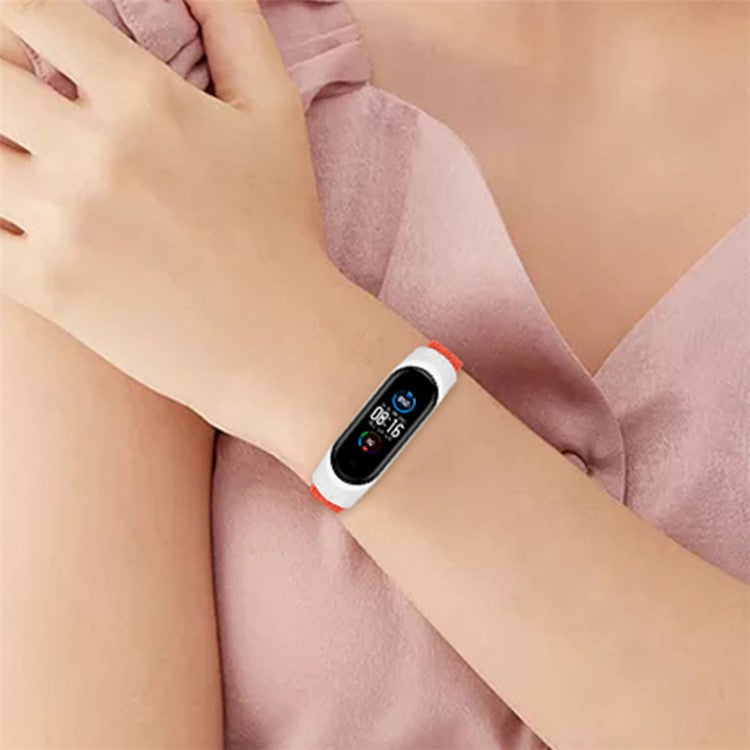 For Xiaomi Mi Band 5 / Band 6 / Band 7 Stretchy Nylon Solo Loop Band Adjustable Braided Sport Elastics Strap - Denim