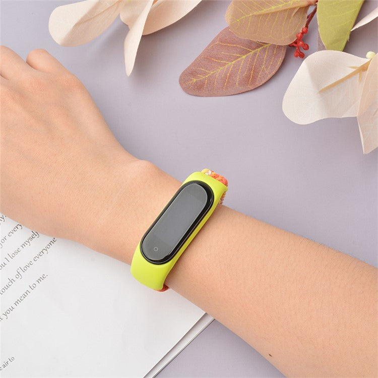 For Xiaomi Mi Band 5 / Band 6 / Band 7 Stretchy Nylon Solo Loop Band Adjustable Braided Sport Elastics Strap - Black