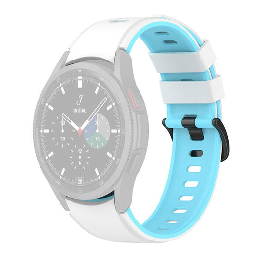 For Samsung Galaxy Watch6 40mm 44mm / Watch6 Classic 43mm 47mm / Watch 5 40mm 44mm / 5 Pro 45mm / Watch4 40mm 44mm / Watch3 41mm Dual-Color Silicone Watch Band Strap - White / Sky Blue