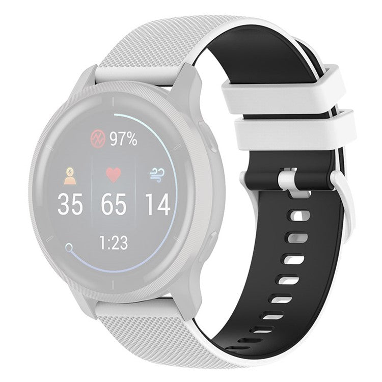 For Garmin Venu2 Plus / Venu Sq / Vivomove Grid Texture Silicone Watch Band 20mm Dual-Color Strap - White / Black