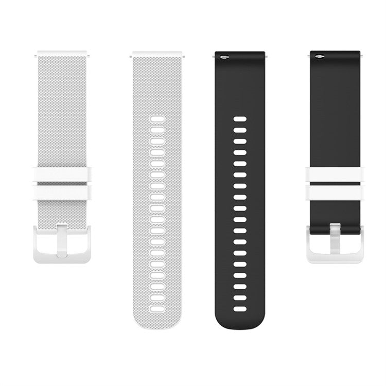 For Garmin Venu2 Plus / Venu Sq / Vivomove Grid Texture Silicone Watch Band 20mm Dual-Color Strap - White / Black
