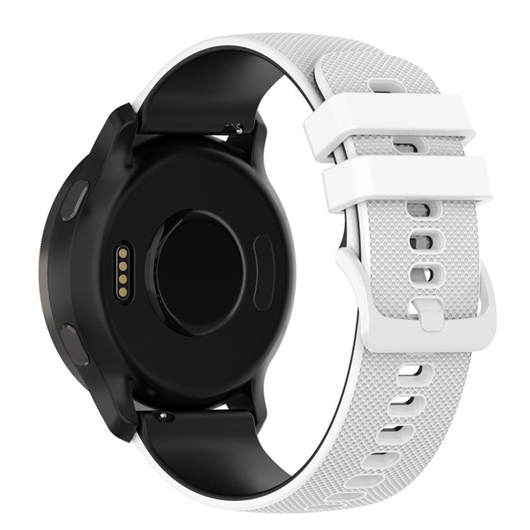 For Garmin Venu2 Plus / Venu Sq / Vivomove Grid Texture Silicone Watch Band 20mm Dual-Color Strap - White / Black