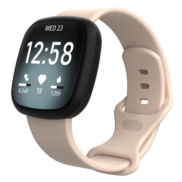 For Fitbit Versa 4 / Sense 2 Silicone Watch Band Solid Color Adjustable Wrist Strap, Size: S - Light Pink