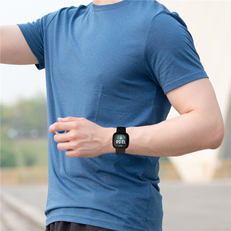 For Fitbit Versa 4 / Sense 2 Smart Watch Silicone Band Solid Color Replacement Wrist Strap, Size: L - Dark Green