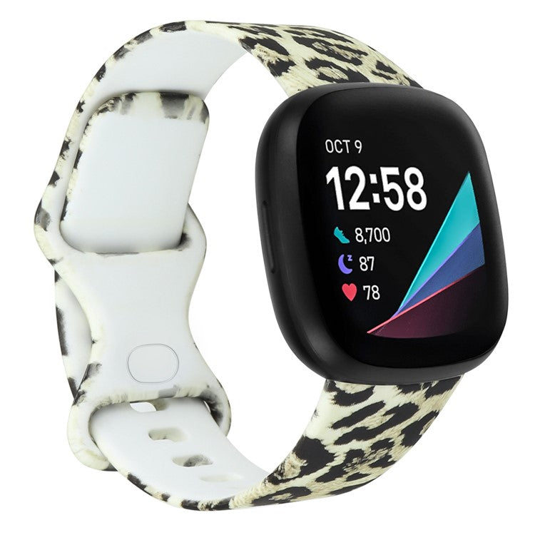 For Fitbit Versa 4 / Sense 2 Pattern Printing Silicone Watch Strap Adjustable Wrist Band Replacement - Style A