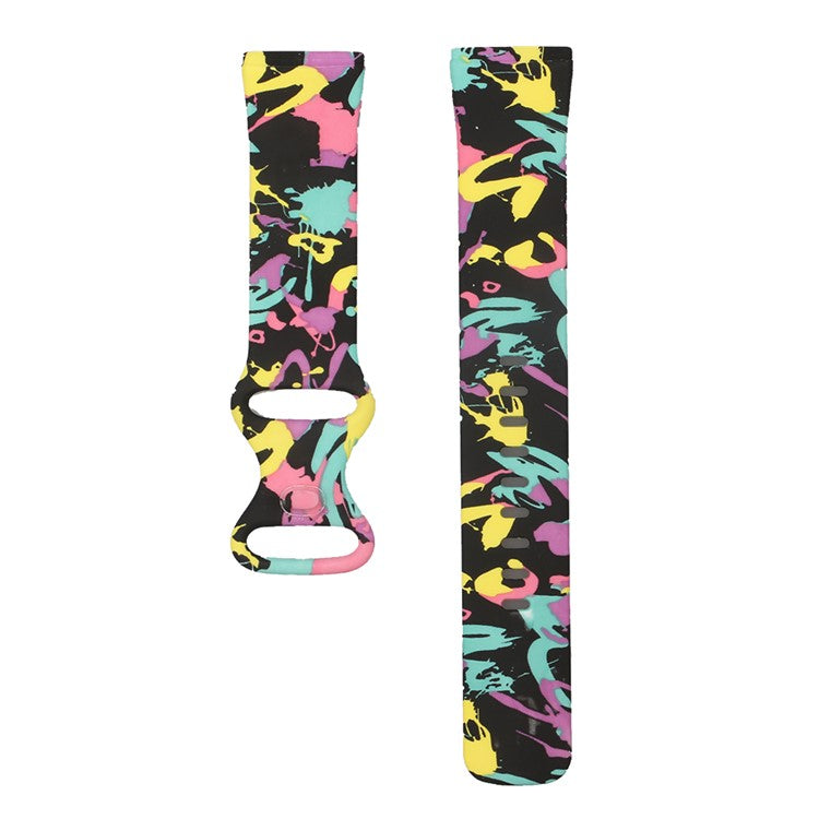 For Fitbit Versa 4 / Sense 2 Pattern Printing Silicone Watch Strap Adjustable Wrist Band Replacement - Style E