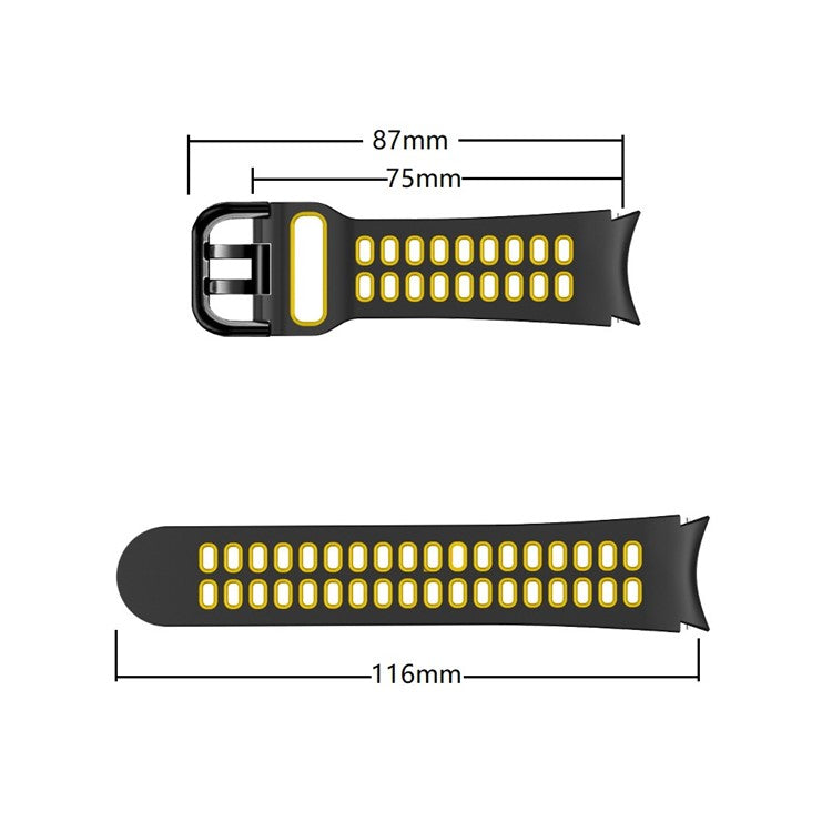For Samsung Galaxy Watch 5 40mm  /  44mm  /  5 Pro 45mm Watch Band Dual-Color Watch Strap Silicone Watchband with Dual-Hole Buckle - White / Red