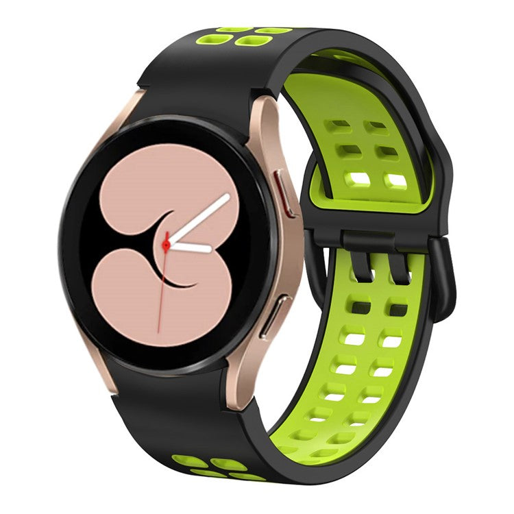 For Samsung Galaxy Watch 5 40mm  /  44mm  /  5 Pro 45mm Watch Band Dual-Color Watch Strap Silicone Watchband with Dual-Hole Buckle - Black / Green