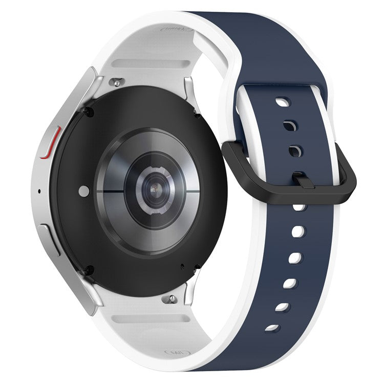 For Samsung Galaxy Watch6 40mm 44mm / Watch6 Classic 43mm 47mm / Watch 5 40mm 44mm / 5 Pro 45mm / Watch4 40mm 44mm Breathable Soft Silicone Watch Band Dual Color Sport Watch Strap - Midnight Blue /  White
