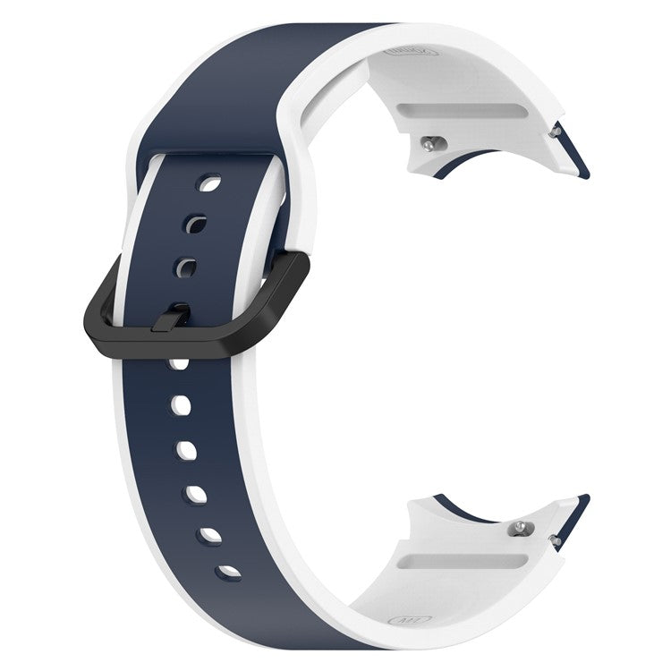 For Samsung Galaxy Watch6 40mm 44mm / Watch6 Classic 43mm 47mm / Watch 5 40mm 44mm / 5 Pro 45mm / Watch4 40mm 44mm Breathable Soft Silicone Watch Band Dual Color Sport Watch Strap - Midnight Blue /  White
